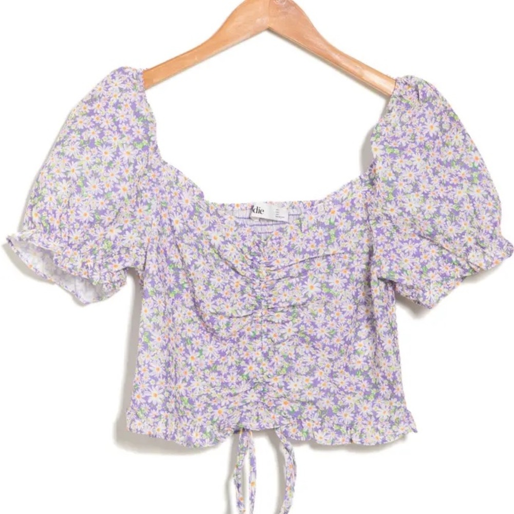 NWT Elodie Ruffle Ruched Floral Top - Picture 3 of 7